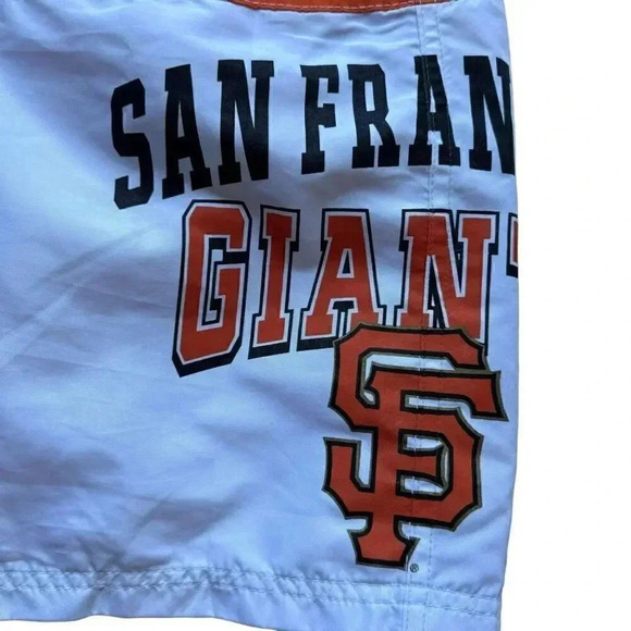 San Francisco Giants Mesh Black Orange White Color Block Swimming Trunks Shorts - Picture 2 of 12